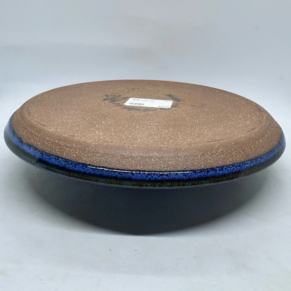 New Tom’s Thumb Pottery Blue Glazed One Piece Ceramic Chip & Dip Plate